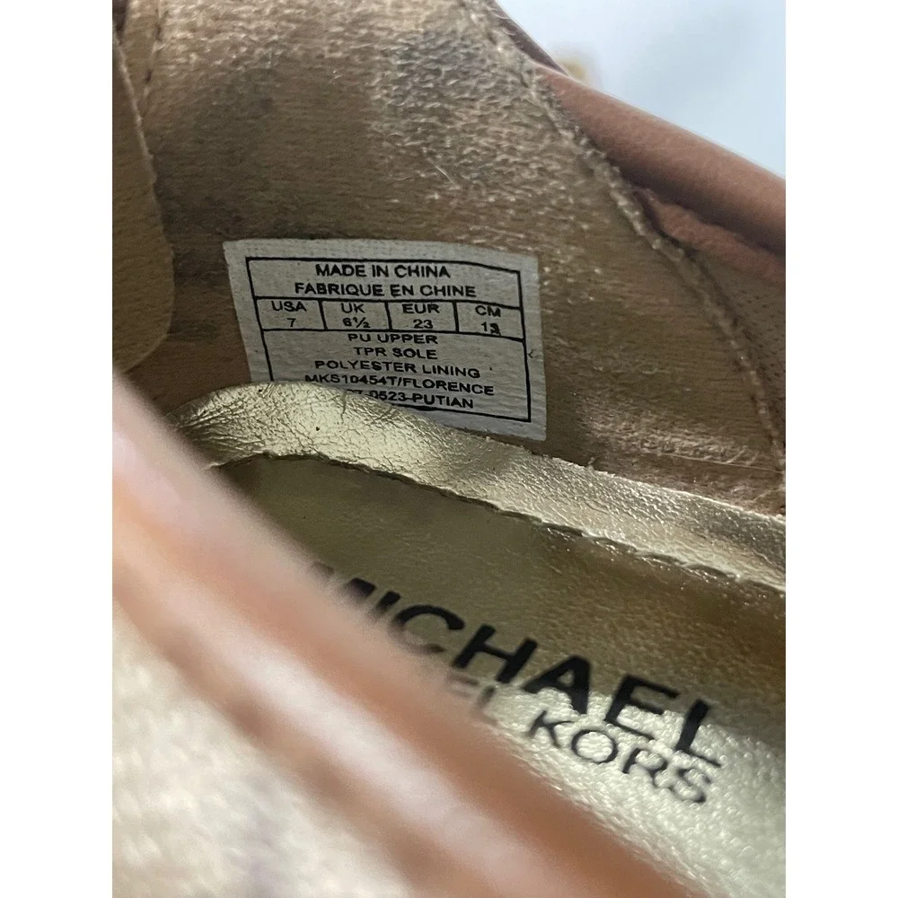 Michael Kors Florence‎ Flats Toddler Size 7 Brown Fair MK Logo Ankle Strap Bow